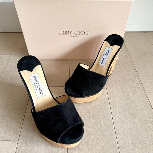 Jimmy Choo Cork Black Sandal Heels - Picture 8 of 8